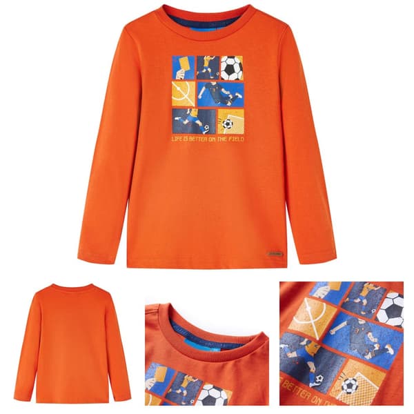 T-shirt med långa ärmar för barn orange 128 - Toppar för barn