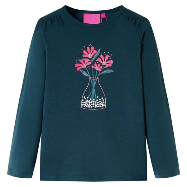 T-shirt med långa ärmar för barn mörkgrön 104 - Toppar för barn