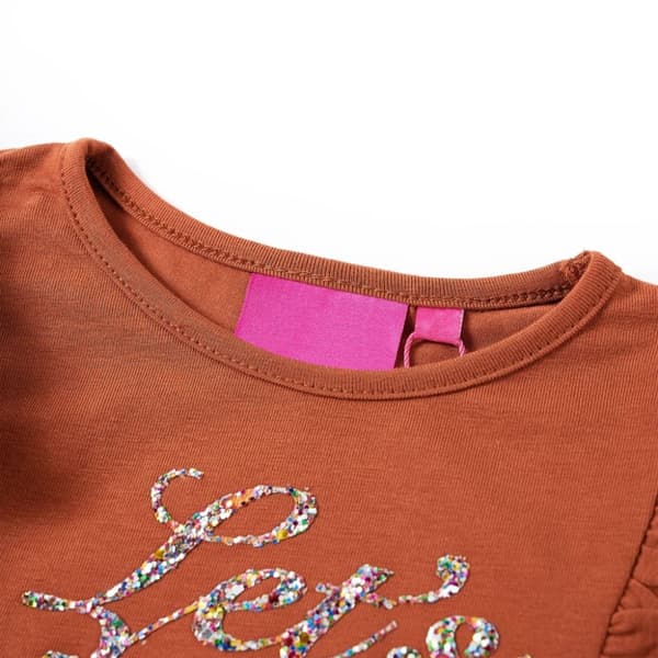 T-shirt med långa ärmar för barn konjaksbrun 116 - Toppar för barn