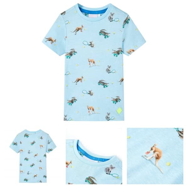 T-shirt för barn ljusblå melange 116 -  Toppar för barn