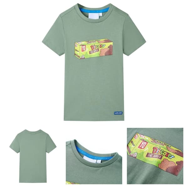 T-shirt med korta ärmar för barn khaki 104 - Toppar för barn