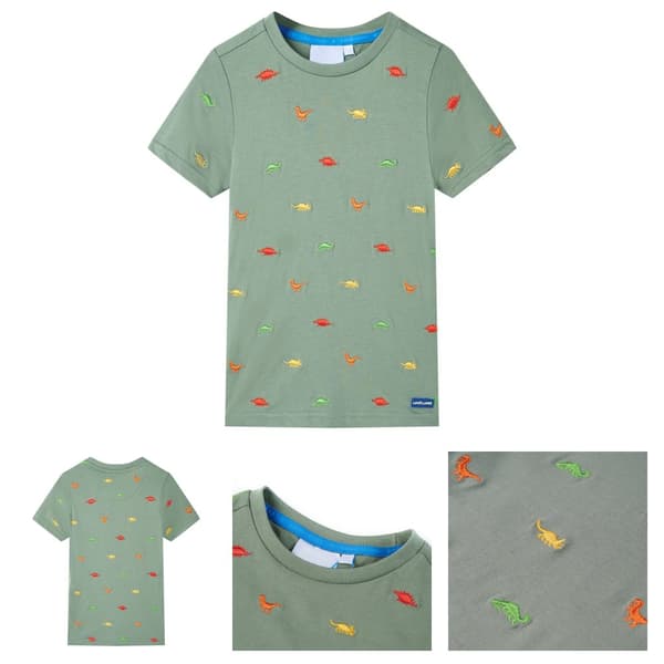 T-shirt med korta ärmar för barn khaki 128 - Toppar för barn