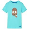 Miniatyrbillede 2 af 8: Kortærmet T-shirt til børn str. 104 akvamarinblå -  Toppe til børn