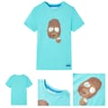 Miniatyrbillede 1 af 8: Kortærmet T-shirt til børn str. 104 akvamarinblå -  Toppe til børn