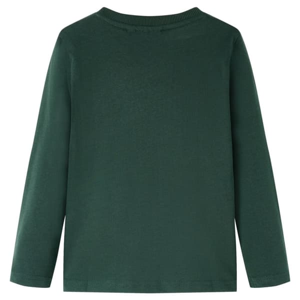 Langærmet T-shirt til børn str. 140 mørkegrøn -  Toppe til børn