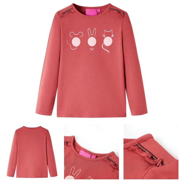 T-shirt med långa ärmar för barn ljus rosa 116 -  Toppar för barn