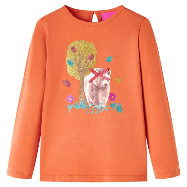 T-shirt med långa ärmar för barn stark orange 104 -  Toppar för barn
