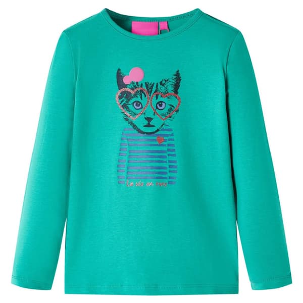Langærmet T-shirt til børn str. 128 cm lysegrøn - Toppe til børn