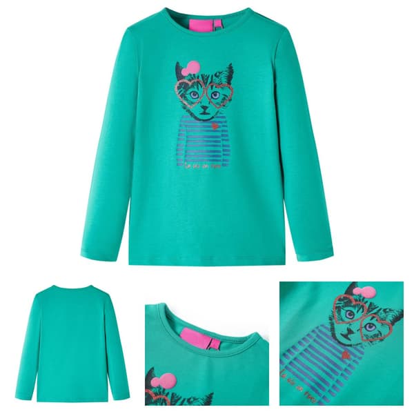 Langærmet T-shirt til børn str. 128 cm lysegrøn - Toppe til børn