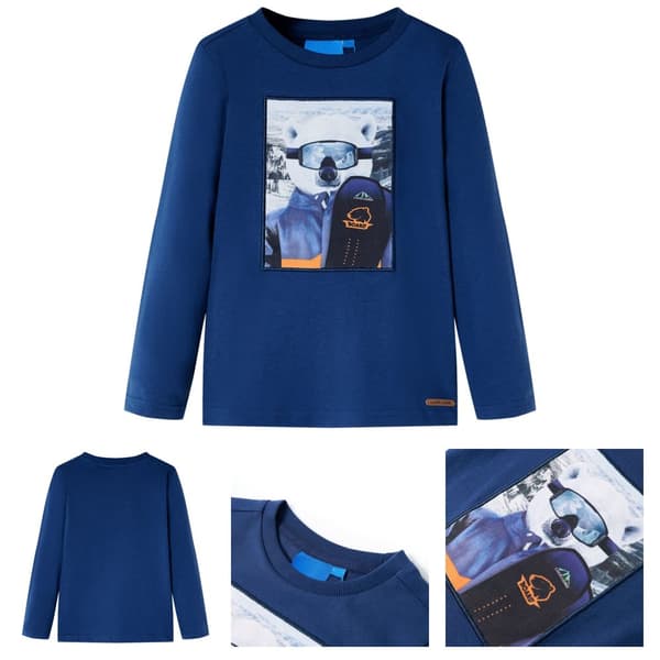 T-shirt med långa ärmar för barn jeansblå 128 -  Toppar för barn