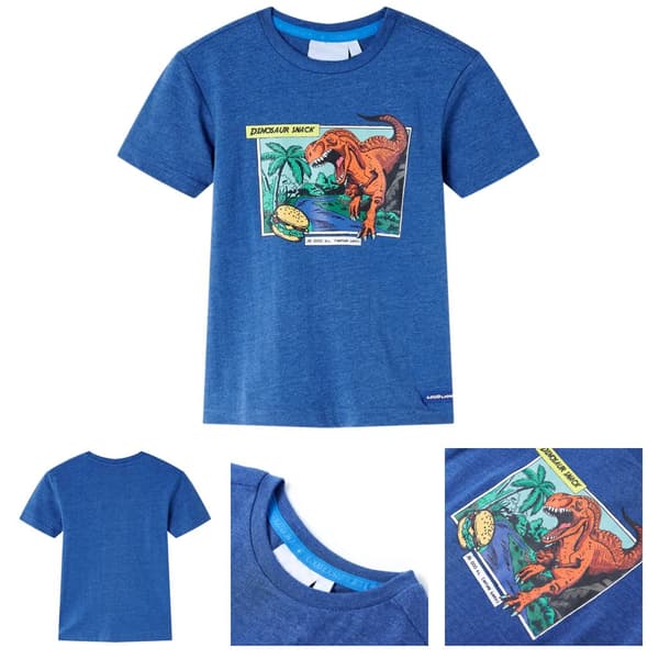 T-shirt för barn mörkblå melange 128 - Toppar för barn
