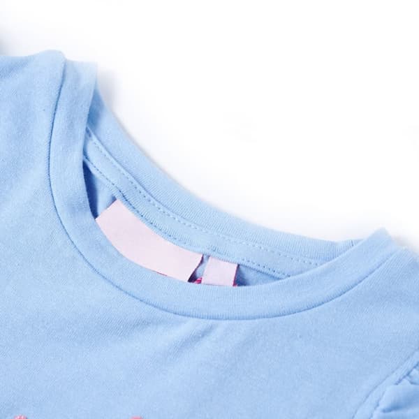 T-shirt med volangärmar för barn ljusblå 128 - Toppar för barn