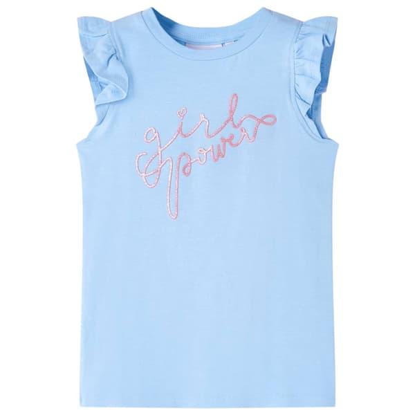 T-shirt med volangärmar för barn ljusblå 128 - Toppar för barn