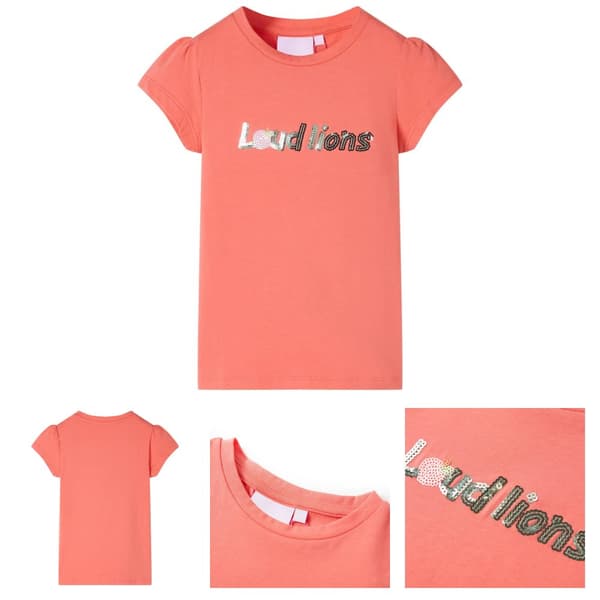 T-shirt med formade ärmar för barn korall 128 - Toppar för barn