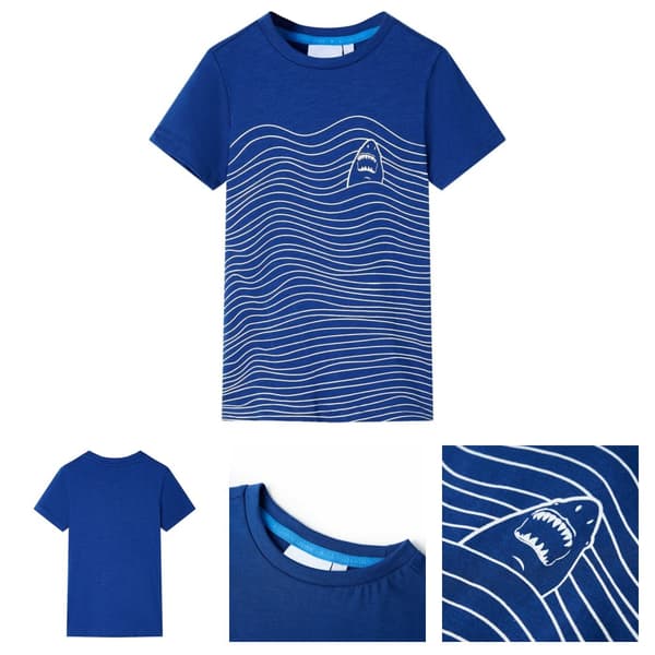 T-shirt til børn str. 128 mørkeblå -  Toppe til børn