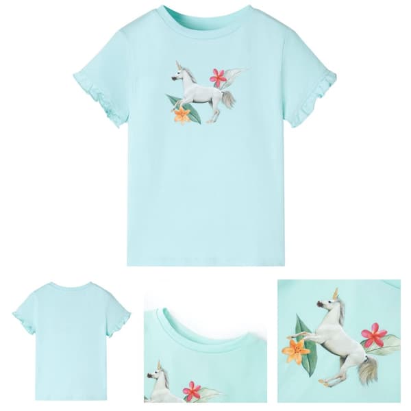 T-shirt med korta ärmar för barn ljus aqua 104 -  Toppar för barn