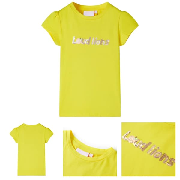 T-shirt med formade ärmar för barn ljusgul 128 -  Toppar för barn