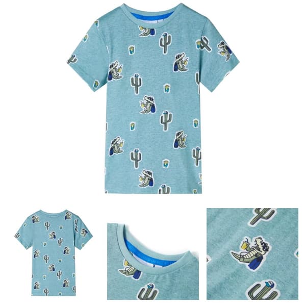 T-shirt för barn grönmelerad 128 -  Toppar för barn