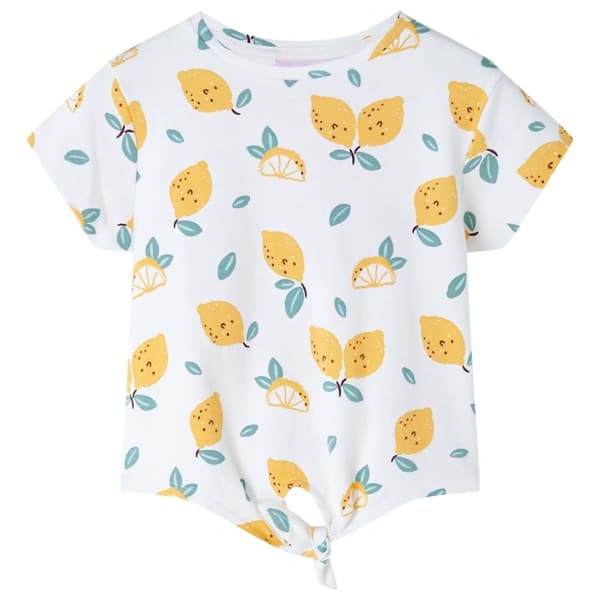 T-shirt för barn med knytband ecru 128 - Toppar för barn
