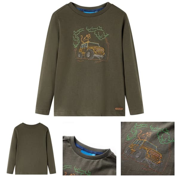 T-shirt med långa ärmar för barn khaki 104 -  Toppar för barn