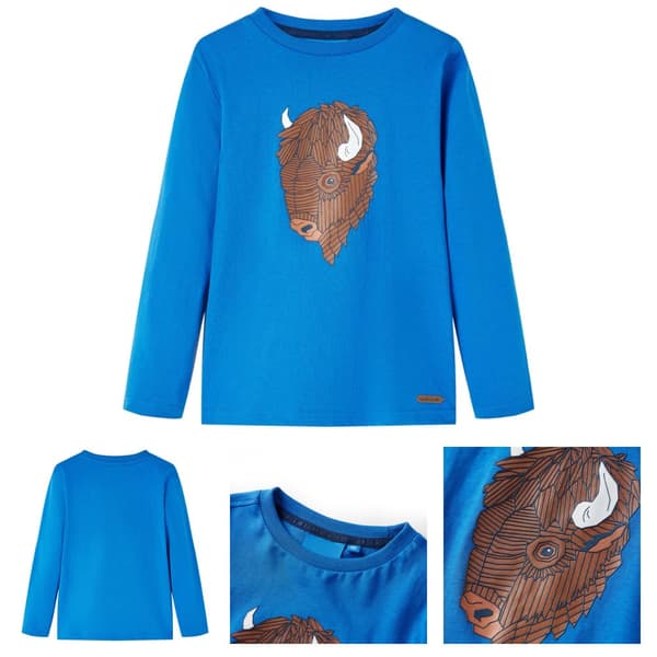 T-shirt med långa ärmar för barn koboltblå 116 -  Toppar för barn