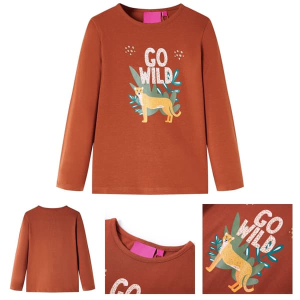 T-shirt med långa ärmar för barn konjaksbrun 104 -  Toppar för barn