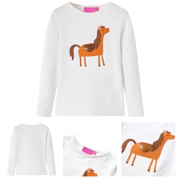 T-shirt med långa ärmar för barn ecru 116 -  Toppar för barn