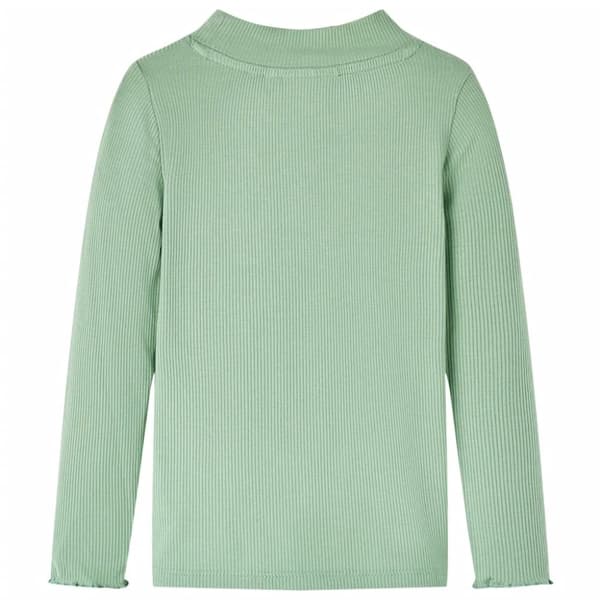 T-shirt med långa ärmar för barn polokrage mörk mintgrön 116 - Toppar för barn