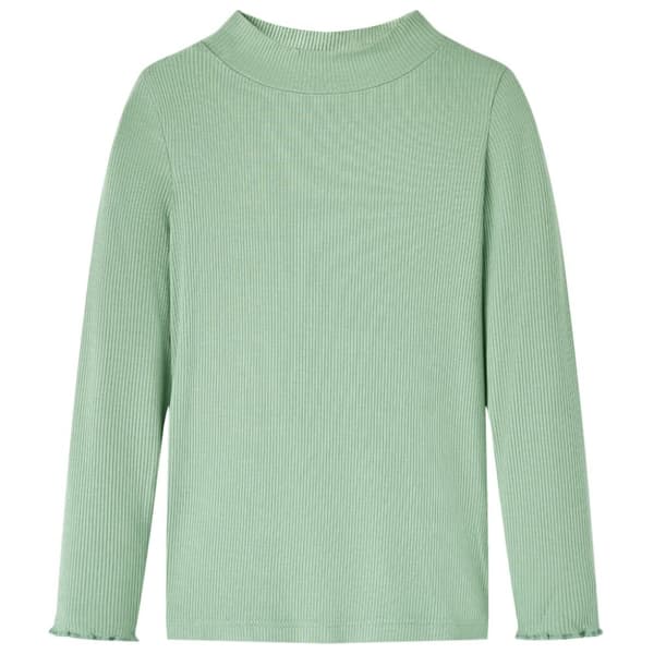 T-shirt med långa ärmar för barn polokrage mörk mintgrön 116 - Toppar för barn