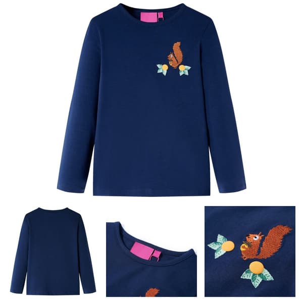 T-shirt med långa ärmar för barn marinblå 128 -  Toppar för barn