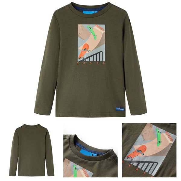 T-shirt med långa ärmar för barn khaki 116 -  Toppar för barn