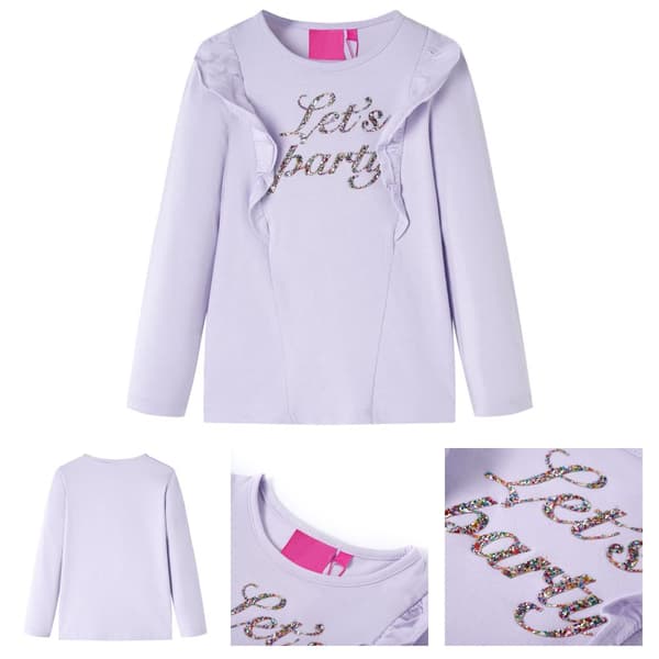 T-shirt med långa ärmar för barn ljus lila 128 -  Toppar för barn