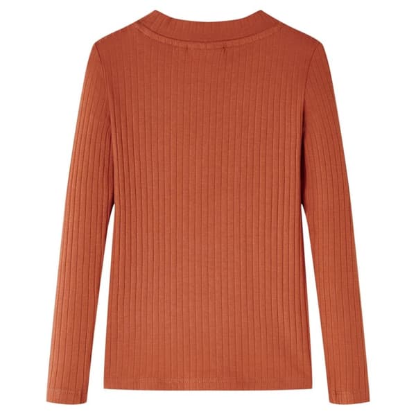 Langærmet T-shirt til børn str. 116 cognacfarvet -  Toppe til børn