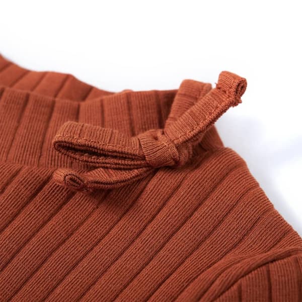 Langærmet T-shirt til børn str. 116 cognacfarvet -  Toppe til børn