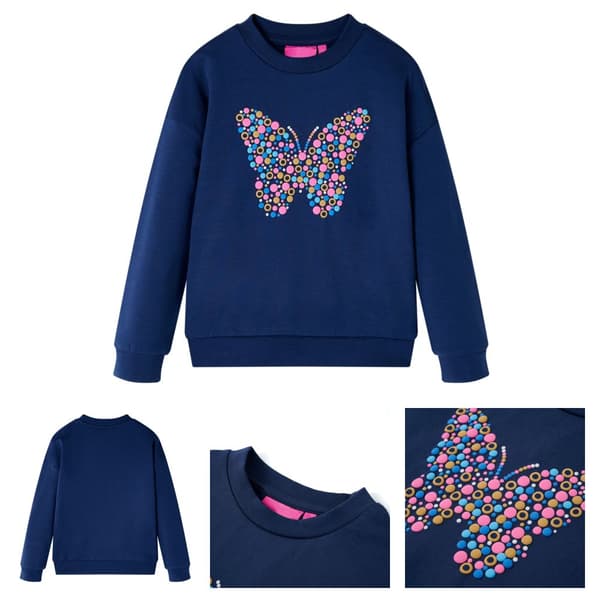 Sweatshirt til børn str. 116 marineblå - Toppe til børn