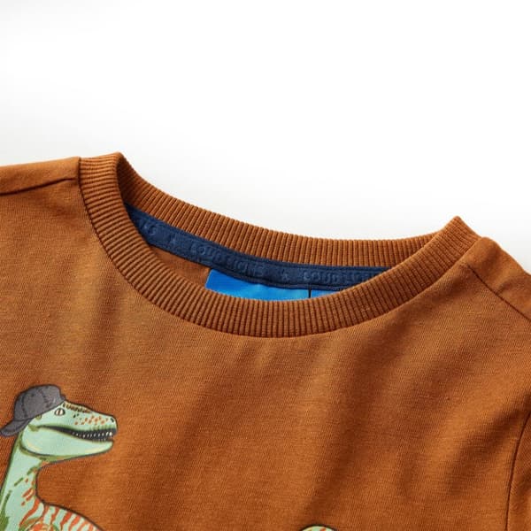T-shirt med långa ärmar för barn konjaksbrun 104 - Toppar för barn
