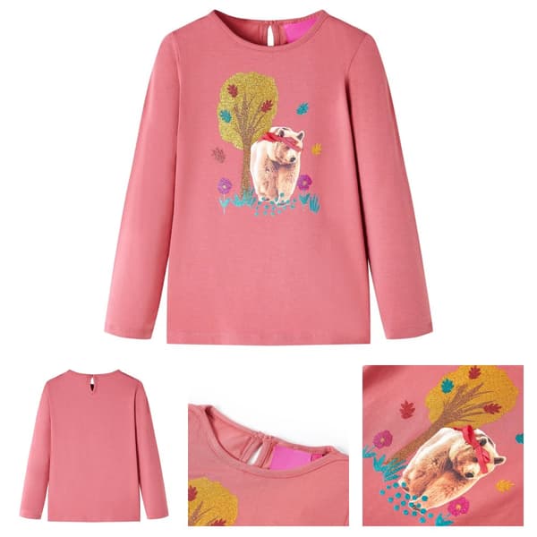 T-shirt med långa ärmar för barn gammelrosa 128 -  Toppar för barn