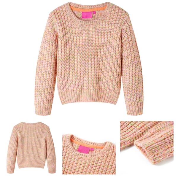 Stickad tröja för barn mjuk rosa 116 -  Toppar för barn
