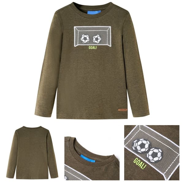 T-shirt med långa ärmar för barn khaki melange 104 -  Toppar för barn