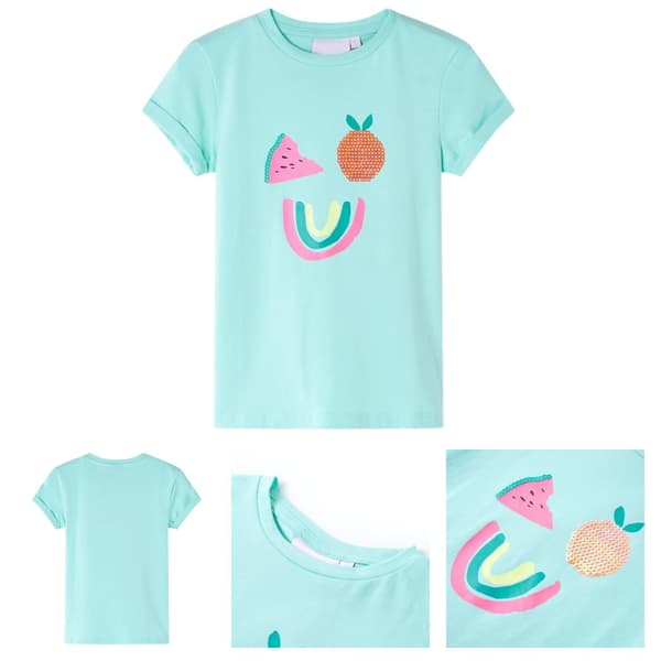 T-shirt til børn str. 128 lys mintgrøn -  Toppe til børn