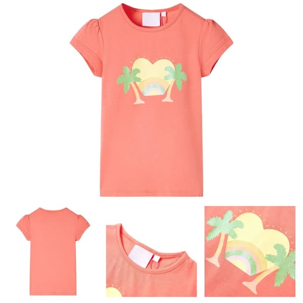 T-shirt för barn korallröd 104 -  Toppar för barn