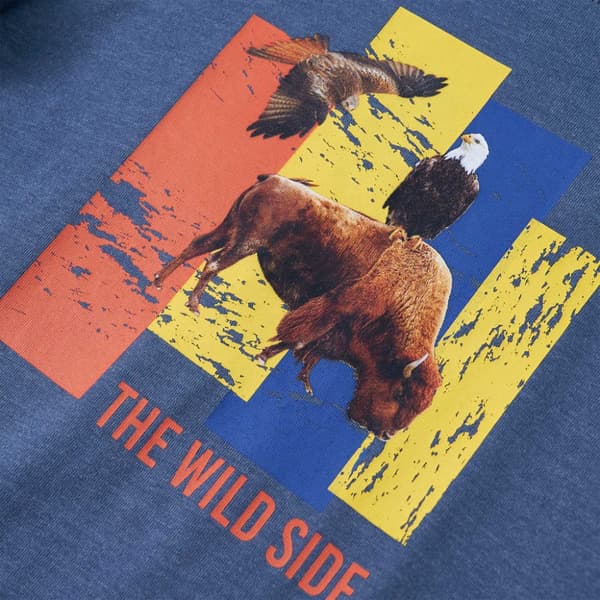 T-shirt med långa ärmar för barn blå melange 116 - Toppar för barn