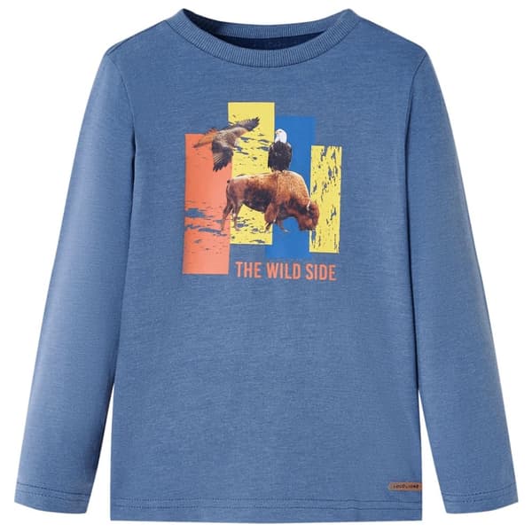 T-shirt med långa ärmar för barn blå melange 116 - Toppar för barn