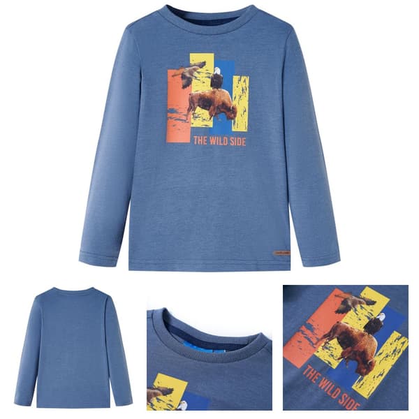T-shirt med långa ärmar för barn blå melange 116 - Toppar för barn