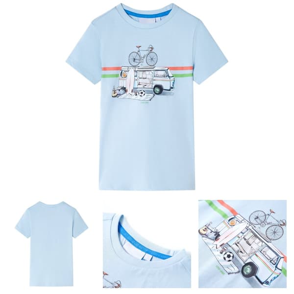 T-shirt til børn str. 128 lyseblå - Toppe til børn