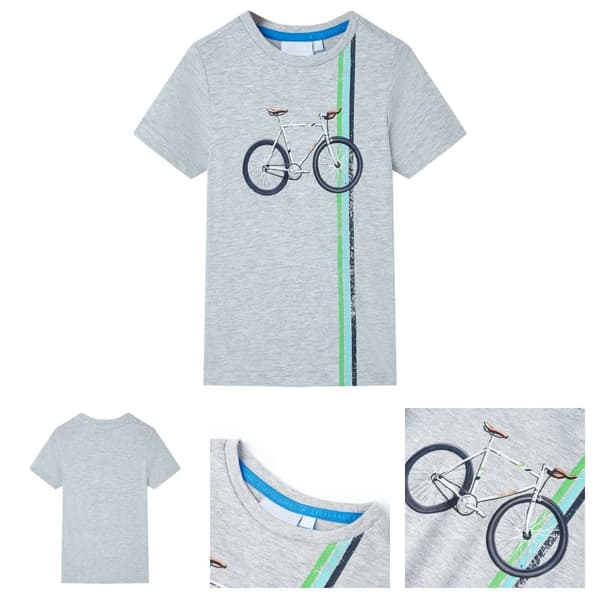 Kortærmet T-shirt til børn str. 116 grå -  Toppe til børn