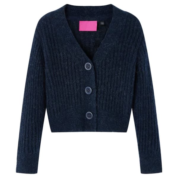 Strikket cardigan til børn str. 128 marineblå -  Toppe til børn