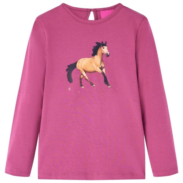 T-shirt med långa ärmar för barn hallonrosa 104 - Toppar för barn