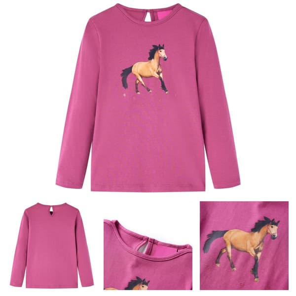 T-shirt med långa ärmar för barn hallonrosa 104 - Toppar för barn