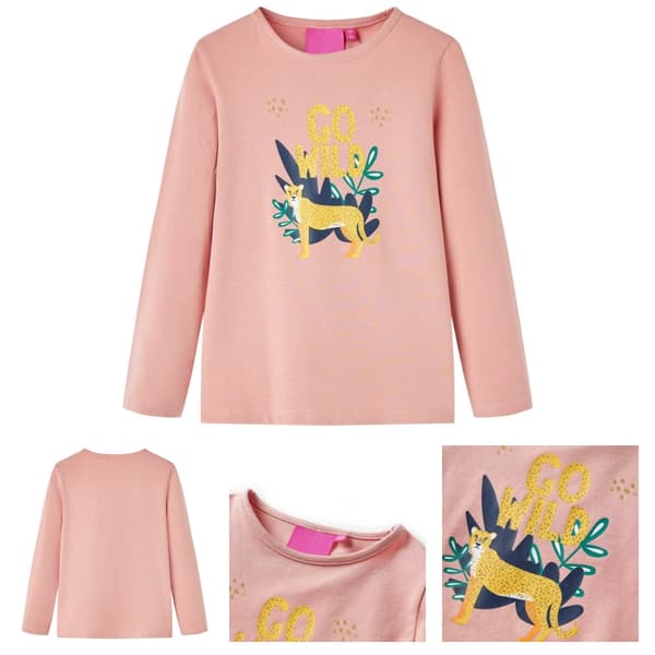 T-shirt med långa ärmar för barn ljus rosa 116 - Toppar för barn